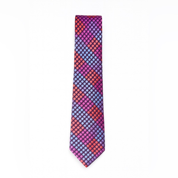 Ted Baker London Silk Tie – Purple/Red Dot Pattern with Paisley Lining - Picture 3 of 6